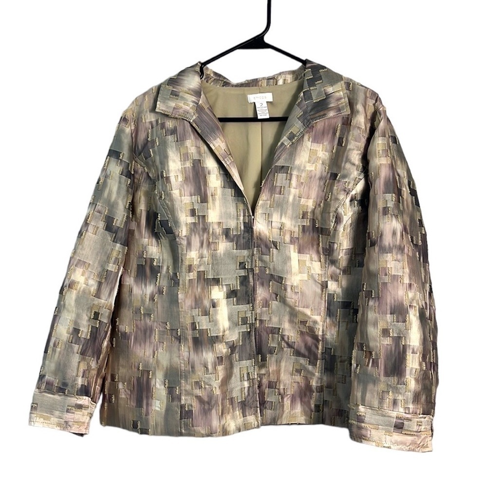 Chico’s Petra‎ Jacquard Patchwork Blazer Size 2